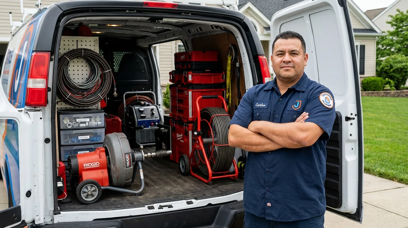 Professional drain cleaning equipment and Johns Plumbing LLC plumber in Wheeler
