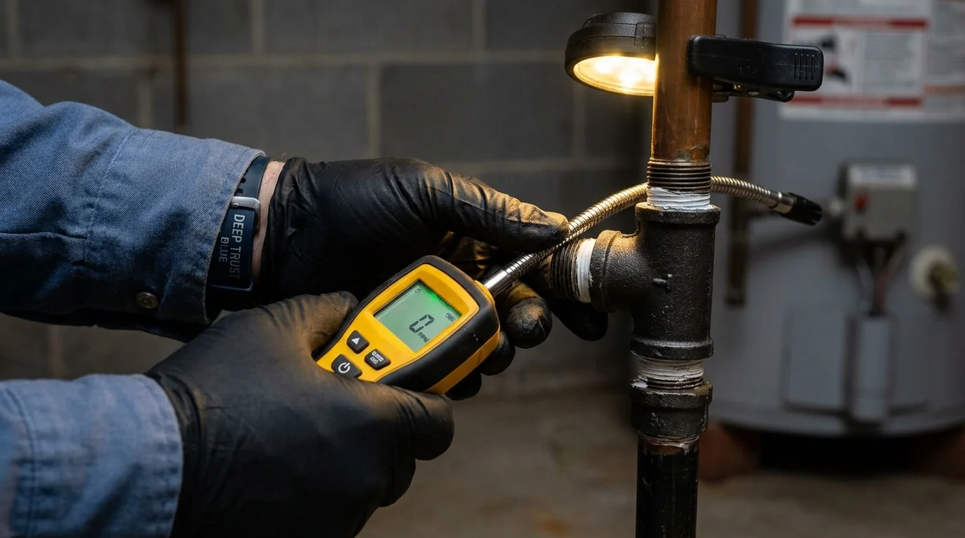Gas leak detection with electronic sniffer by Johns Plumbing LLC in Wheeler