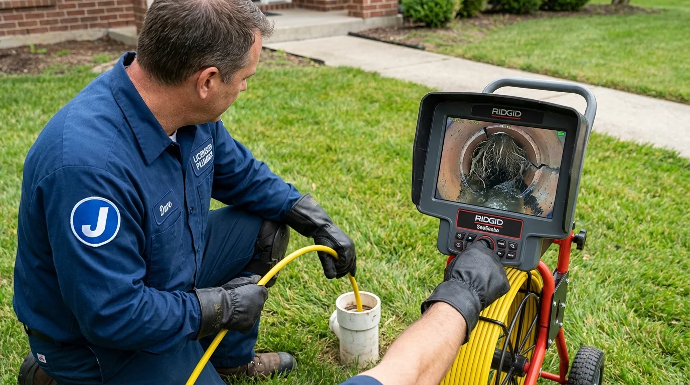 Sewer camera inspection being performed by Johns Plumbing LLC in Wheeler