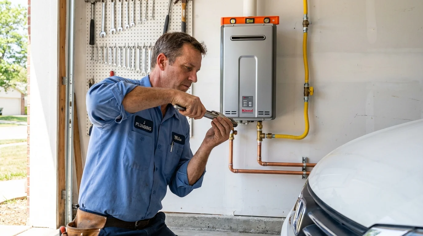 Tankless water heater installation by a Johns Plumbing LLC plumber in Wheeler